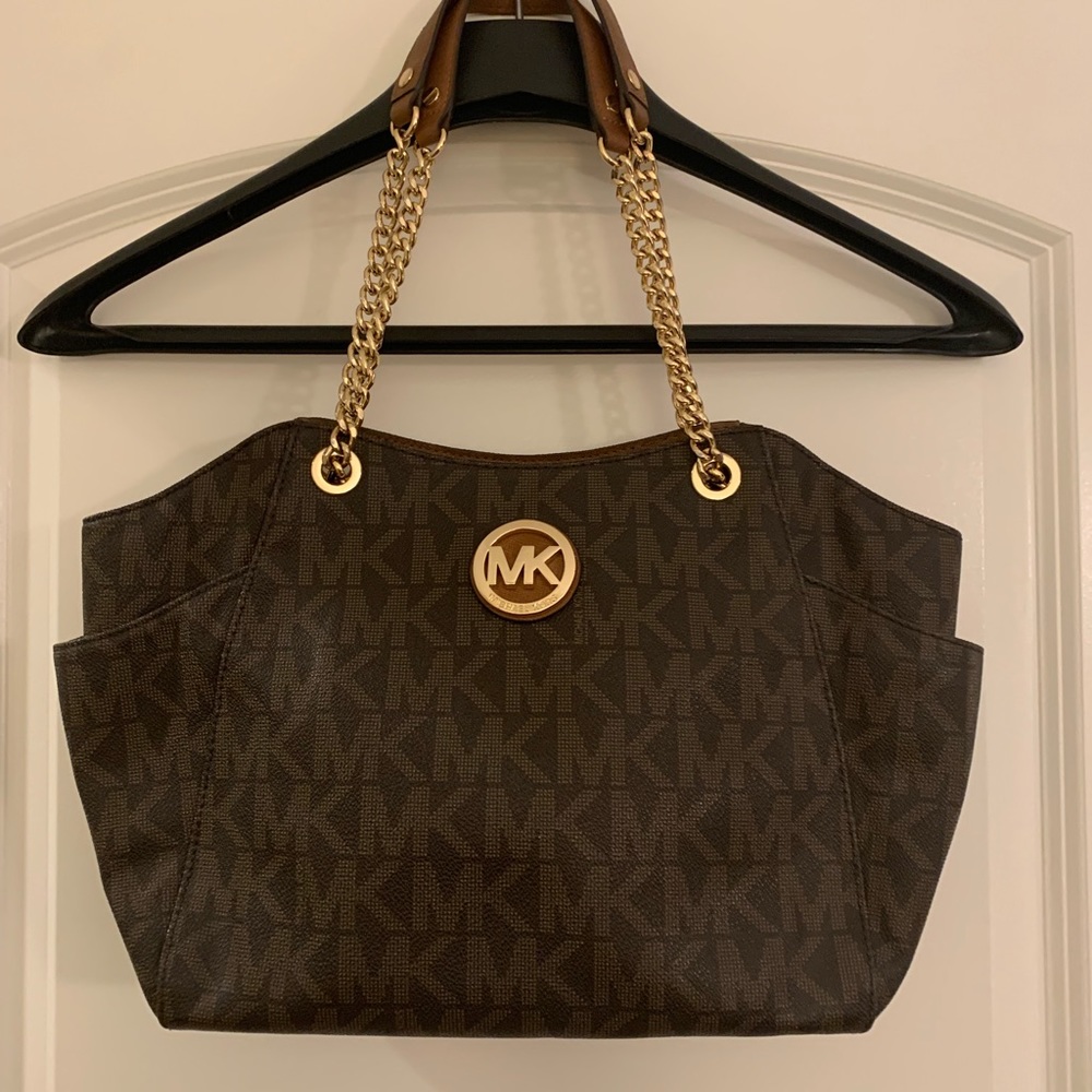 Michael Kors MK brown leather purse bag